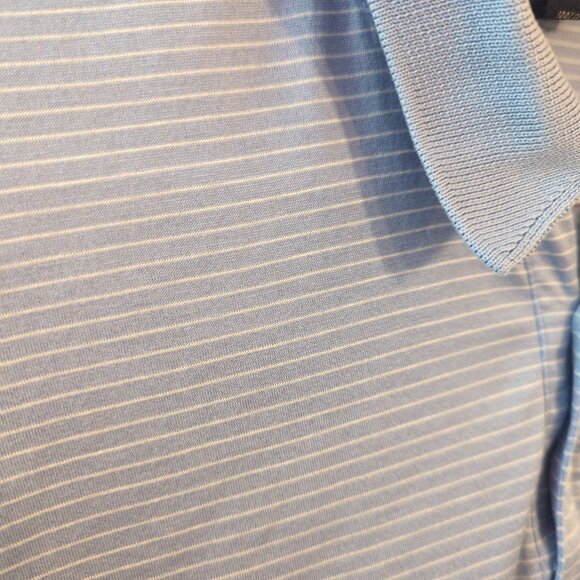 Brooks Brothers Mens Large Striped Blue Short Sleeve Performance Polo Shirt - Picture 3 of 9
